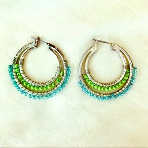 FREE: Boho silver, blue & green hoops